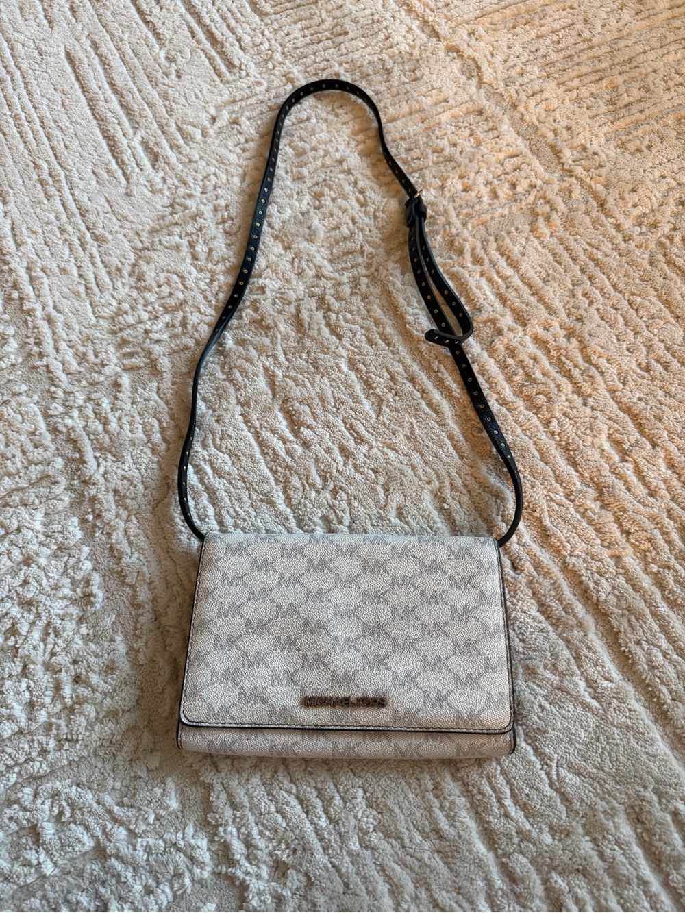 Michael Kors Cream and Black Logo Crossbody Bag